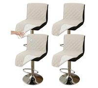 Round Stool Cover Waterproof Pub Chair Covers for Dining Chairs, Counter Height Bar Stool Covers, Barstool Covers Slipcovers Seat Only,for Counter, Kitchen, Dining Room, Hotel,White 4 pcs