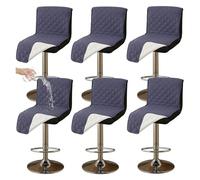 Round Stool Cover Waterproof Pub Chair Covers for Dining Chairs, Counter Height Bar Stool Covers, Barstool Covers Slipcovers Seat Only,for Counter, Kitchen, Dining Room, Hotel,Purple 6 pcs