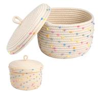 Round Storage Basket, Basket with Lid, Boho Cotton Rope Basket, Woven Basket for Organization, Rope Basket, Storage Basket for Toys, Gifts, Diameter