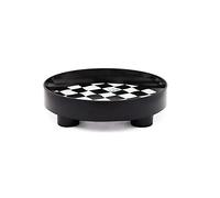 Round Storage Organizer Tray, Round Tray, Checkerboard Pattern Decorative Trays, Rings Dish Ceramic Jewelry Tray Rings Holder Jewelry Organizer Plate, Plate Container Tray for Fruit Perfume(Black S)