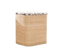 Round Storage Ottoman with Lids, Handwoven Cattail Footstool, Square Handmade Laundry Basket, Versatile Foot Rest for Living Room, Bedroom, and Home Decor