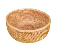 Round Storage Solution Crafted from Organic Rattan for Keeping Snacks Fruits or Nuts Within Easy Reach (Large)