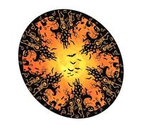 Round Stretch Tablecloth, Waterproof Reusable Tablecloth with Pumpkin Skull Bat Pattern, Halloween Elastic Tablecloths, for Party, Outdoor, Indoor, Camping, Patio, Balcony, Garden