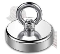 Round Strong Neodymium Fishing Magnets, 25mm Combination Tension Super Strong Magnet with Eye Bolts for Salvage Metal Detector Treasure Finder in River