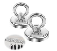 Round Strong Neodymium Fishing Magnets, 32MM Combination Tension Super Strong Magnet with Eye Bolts for Salvage Metal Detector Treasure Finder in River Underwater Treasure Hunting, Garage, Garden