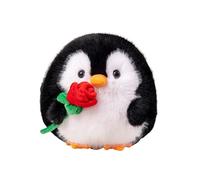 Round Stuffed Animal with Red Rose,20cm Soft Plush Toy,Romantic Valentine's Day Gift for Kids/Girlfriend (B)