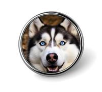 Round Stupid Husky Dog Brooch Classic Mini Pin 1 Inch Aluminum Alloy Lapel Pin Personalized Button Badge for Backpack Hat Suit Jacket Clothing Decoration