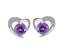 Round Stylish Minimalis Personalized Heart-shaped Earrings Earrings Zircon Women Earrings Sensitive Ears Stud Earrings (Pink, One Size)