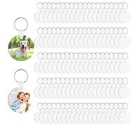 Round Sublimation Blanks Keychain 100 Sets, Mdf Discs For Crafts Diy Heat Transfer Double-Sided, Components Keyring Bulk, Personalized Gifts, 100 Includes Clips & Keyrings