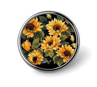 Round Sunflower Lapel Pin Metal Custom Pins Personalized Decoration Lapel Badge Small Brooch Hat Shirt Tie Sweater Clothes Accessories Decoration for Men Women