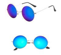 Round Sunglasses for Men & Women - Unisex Retro Large Round Glasses with Spring Comfort Fit Hinges, Circle Sunglasses - Metal Framed Shades, UV400 Protection for Outdoor Beach