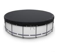 Round Swimming Pool Cover, Above Ground Pool Protector with Ground Nails and Windproof Ropes, Waterproof Polyester Cover for Outdoor Inflatable Pools Hot Tubs 7FT 14FT Black