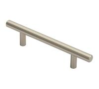 Round T Bar Cabinet Pull Handle 156 x 12mm 96mm Fixing Centres Satin Nickel