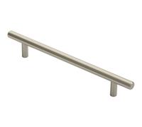 Round T Bar Cabinet Pull Handle 220 x 12mm 160mm Fixing Centres Satin Nickel