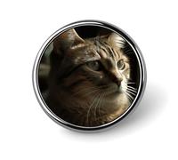 Round Tabby Cat Brooch Classic Mini Pin 1 Inch Aluminum Alloy Lapel Pin Personalized Button Badge for Backpack Hat Suit Jacket Clothing Decoration