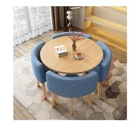 Round Table and 4 Chairs Set for Office Conference Small Meeting Room Kitchen & Dining Room Living Room Lounge Metal Legs Stylish Blue Design - Perfect for Modern Spaces