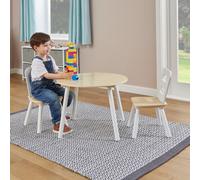 Liberty House Toys White and Pine Round Table and Two Chair Set, White