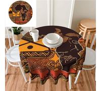 Round Table Cloth 60 Inch African Map Ethnic Pattern Tablecloth Waterproof Stain Resistant Tablecloth Washable Table Cover Farmhouse Decorative Table Cover for Dining Table Picnic Party Wedding