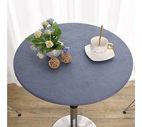Round Table Cloth Waterproof Wipeable - Indoor Outdoor Patio Elastic Edged Vinyl Tablecloth Dining Table Cover Protector for Home Coffee Restaurant Party BBQ Picnic (Haze Blue, Diameter 60cm)