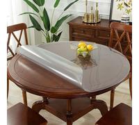 Round Table Cover Protector 1mm Thick Clear/Frosted Desk Pad,40-160cm Plastic Waterproof PVC Tablecloth Vinyl Round Table Mat for Dining Room (155cm,Frosted)