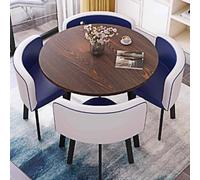 Round Table Dining Set for 4 with Chairs - Farmhouse & Mid Century Modern Design - Versatile for Living Room Office Conference Reception (Blue)