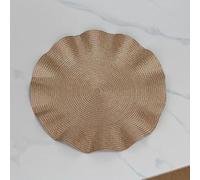 Round Table Placemats, Set of 6, Dubai Style Heat-Resistant Dining Mats, Kitchen and Party Decor (A- Brown)