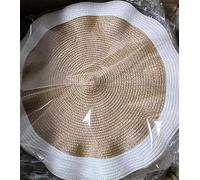 Round Table Placemats, Set of 6, Dubai Style Heat-Resistant Dining Mats, Kitchen and Party Decor (White Brown)