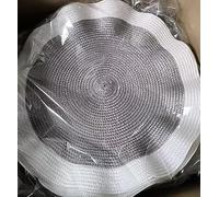 Round Table Placemats, Set of 6, Dubai Style Heat-Resistant Dining Mats, Kitchen and Party Decor (White Grey)