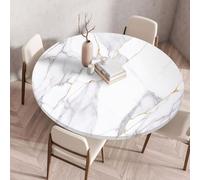 Round Table Protector Marble Pattern Circle Table Cloth Round Wipeable Wipeable Tablecloths Polyester for Dining Room Kitchen Dining Tea Table And Outdoor