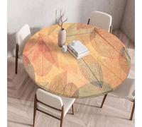 Round Table Protector Red And Blue Leaf Veins Tablecloth Polyester Lightweight Durable Wrinkle Resistant Machine Washable Round Table Cloth for Family Dinners Cafes Party (140 cm)