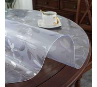 Round Table Protectors Frosted Clear PVC Cover Heat Resistant Wipe-able Anti-Slip Desk Pad Tablecloth for Dining Room Coffee Table(2mm,105cm Round)