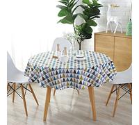 Round Tablecloth 150cm Heavy Duty Cotton Linen Wrinkle Free Tablecloths Nordic Style Washable Table Cloth Decorative Table Cover for Indoor Outdoor Holiday Home Christmas Party Picnic Dining Room