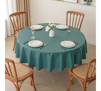 Round Tablecloth, 280cm Peacock Blue, Washable Stain-Resistant Cotton Linen, Perfect for Dining Room & Kitchen Table Protection, Elegant Home Decor