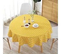 Round Tablecloth 47'' 59'' 39'' Washable Table Cloth Simple Style Cotton Linen Fabric Circular Table Cover for Indoor and Outdoor Home Party Picnic Dining Room(120cm,yellow)