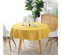 Round Tablecloth 47'' 59'' 39'' Washable Table Cloth Simple Style Cotton Linen Fabric Circular Table Cover for Indoor and Outdoor Home Party Picnic Dining Room(150cm,yellow)
