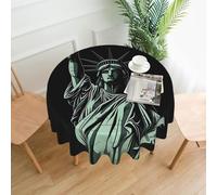 Round Tablecloth Printed Statue of Liberty Design Dust-Proof Wrinkle Resistant Washable Polyester Table Cover for Kitchen Dining Farmhouse Picnic Indoor Outdoor (Round