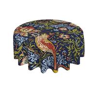 Round Tablecloth Strawberry Thief William Morris Table Cloth Cover Washable Circular Dining Table Cover Wrinkle-Free Table Cloth For Weddings Graduation 152Cm