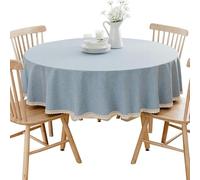 Round tablecloth,table cloth,Dia 90-280cm White Blue Lace Color Round Tablecloth Cotton Linen Round Tablecloth For Small Table Circular Table Tablecloth Dining table(DIA 90CM,Style1)