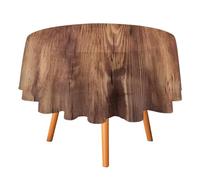 Round Tablecloth Waterproof & Stain Resistant Table Cloth Brown Wood Grain Tablecloths 50x50in Washable Farmhouse Dining Table Cover for Kitchen Dining Tabletop Decoration