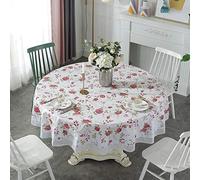 Round Tablecloth Wipe Clean, Waterproof Wipeable Tablecloth for Circular Table Stain Resistant PVC Plastic Table Cover,F,152cm/60in