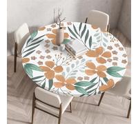 Round Tablecloth with Elastic Edge, Simple Fresh Style Floral Pattern, Coffee Table Cover, Reusable Tablecloth, Suitable for Restaurant Bistro Outdoor Garden (Style 4,140cm)