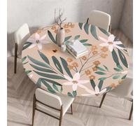 Round Tablecloth with Elastic Edge, Simple Fresh Style Floral Pattern, Coffee Table Cover, Reusable Tablecloth, Suitable for Restaurant Bistro Outdoor Garden (Style 6,100cm)