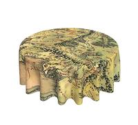 Round Tablecloths Middle Earth Map Wipeable Tablecloths Wipe Clean Table Covers 152Cm For Tables Cafe Weddings
