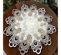 Round Tablecloths,Overlay Table Cover Lace Embroidered Floral Pattern Dustless No-pilling Table Cloth for Home Decor- M