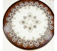 Round Tablecloths,Overlay Table Cover Lace Embroidered Floral Pattern Dustless No-pilling Table Cloth for Home Decor- L