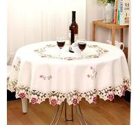 Round Tablecloths, Rural Style Embroidered Round Table Cloth, Dining Table Mat Tablecloth for Home Hotel Decoration(175 * 175cm)