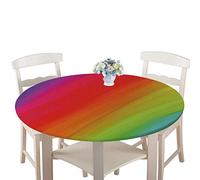 Round Tablecloths Waterproof Dust-Proof 3D Table Cloth, Treer Wipeable Polyester Table Cover with Elastic Edge Lines Printing Table Protector for Kitchen Dining Party Indoor Outdoor (Sunset,90cm)