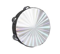 Round Tambourine with Double-Row Metal Jingles & Sparkling Drumhead, Lightweight Percussion Instrument for Live Performances & Musical Ensembles(Small 20cm)