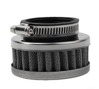 Round Tapered Air Filter for Motorcycle Carburetor & Pipe - 44mm (1.77") Stainless Steel Mesh with Chrome Top Pod Flange Mount, Black + Sil