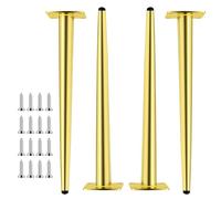 Round Tapered Legs High 20-75cm, 4pcs Heavy Duty Metal Furniture Replacements Feet For Nightstand/Dresser/sofa/ressing Table, With Antislip Pad And Screws, Will Not Scratch The Floor(Gold,40cm)
